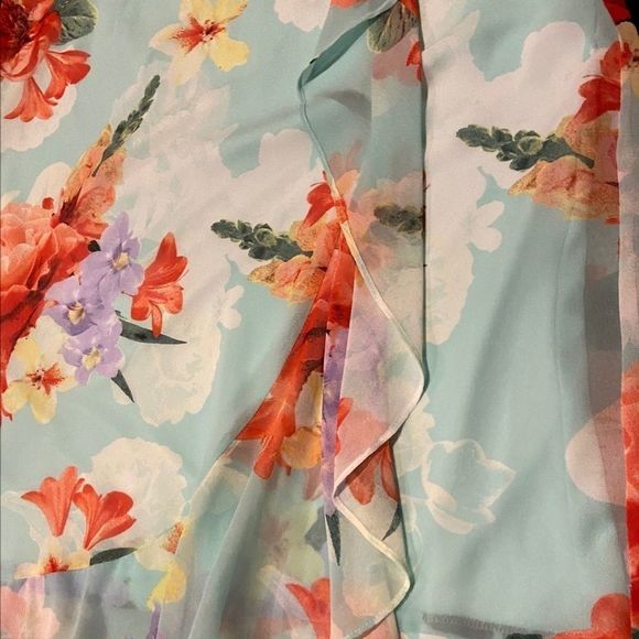 NWT Calvin Klein Floral Ruffled Chiffon Midi Skirt 10 - Picture 2 of 9
